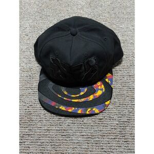 Vintage Reebok Shaq Attaq Snap Back Hat Dunking Logo Black Colorful Brim